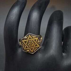 Vintage Damascene Star Ring Size 7 Costume Jewelry